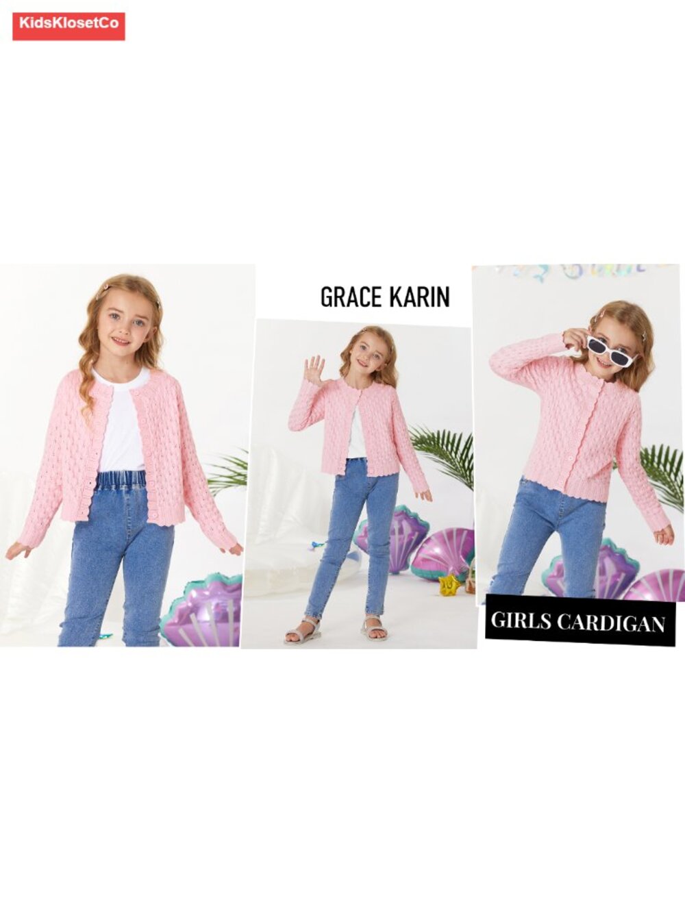 Girls Long Sleeve Cable Knit Cardigan Button Front Sweater 6-13Y - Picture 6 of 6